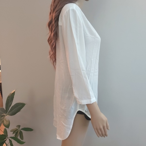 anthropologie Cloth & Stone women's white tunic blouse top oversized lon… - Picture 5 of 12